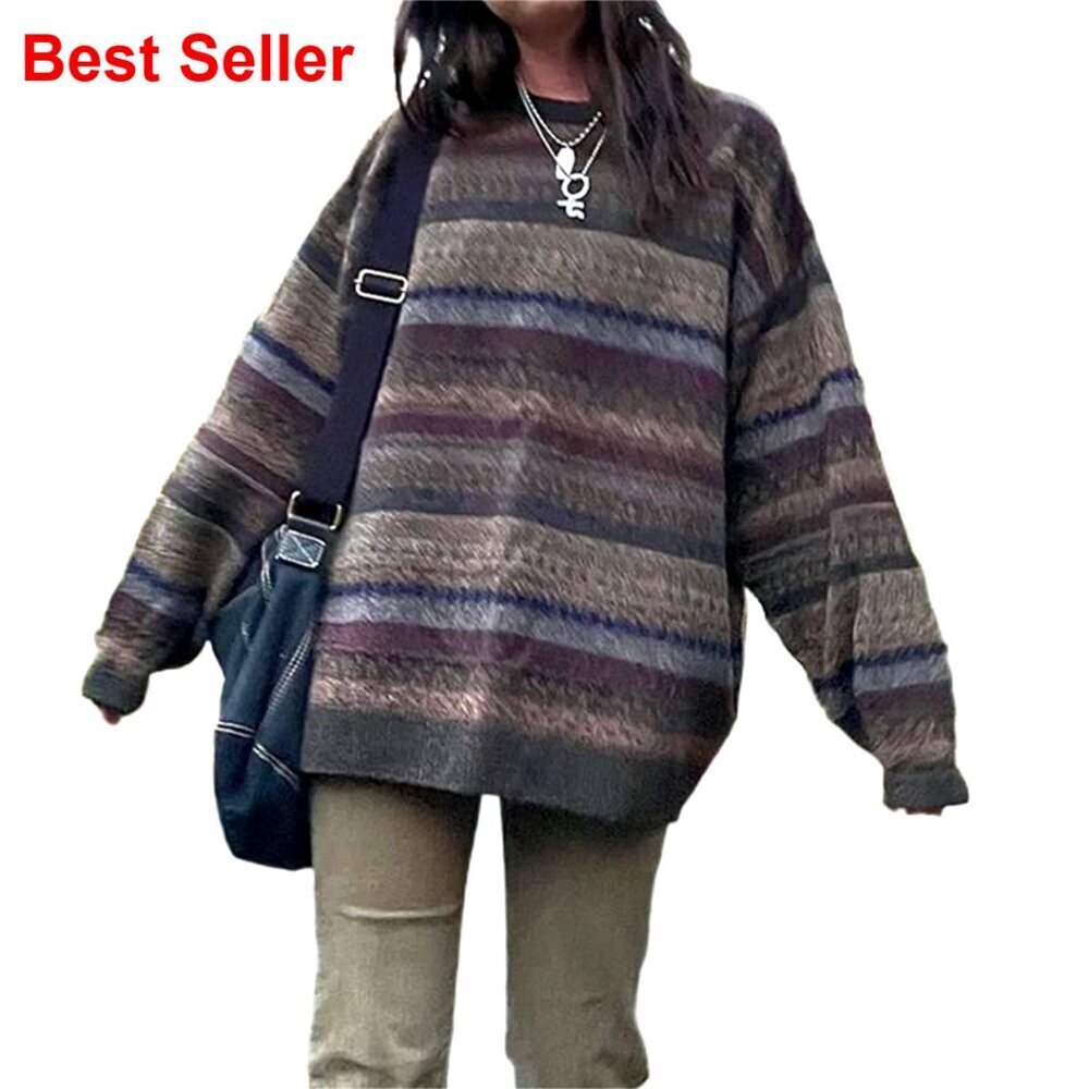 Vintage Argyle Pullover Sweater Long Sleeve Preppy Style Knitwear